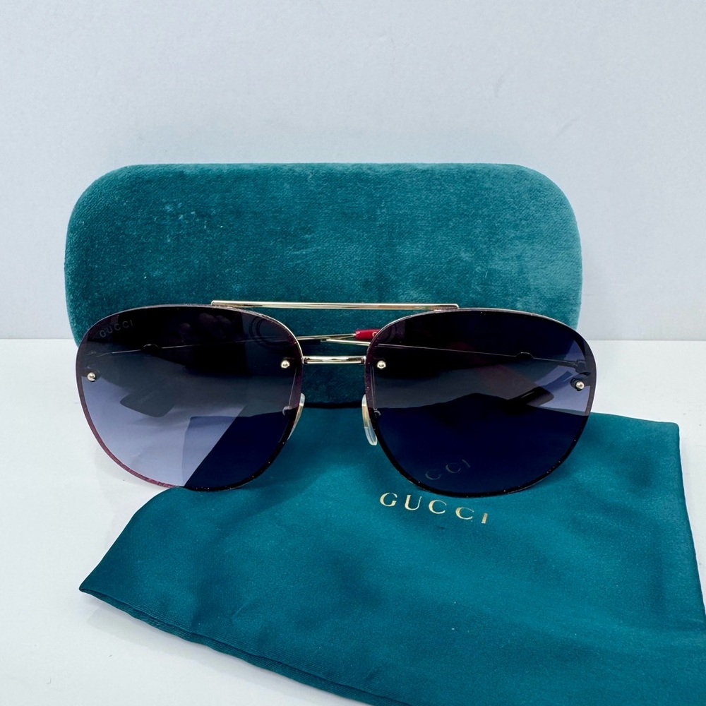 Gucci ‘GG0027S’ Glitter Rimmed Aviator Sunglasses